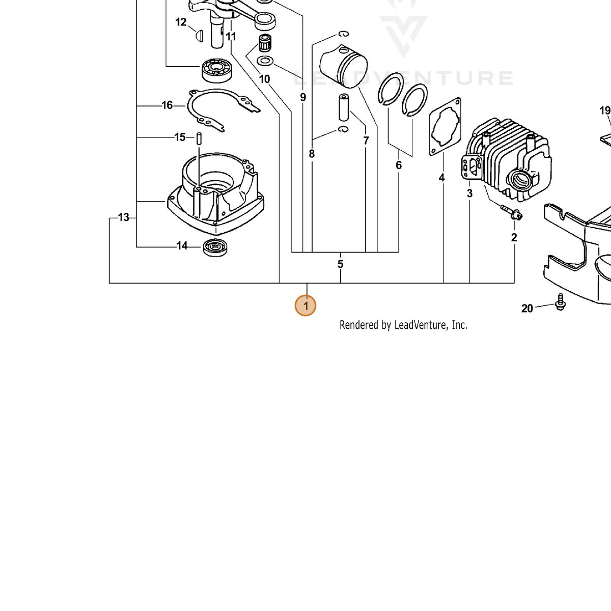 ECHO part SB1021 — IPL diagram snippet (6x zoom, amber highlight)