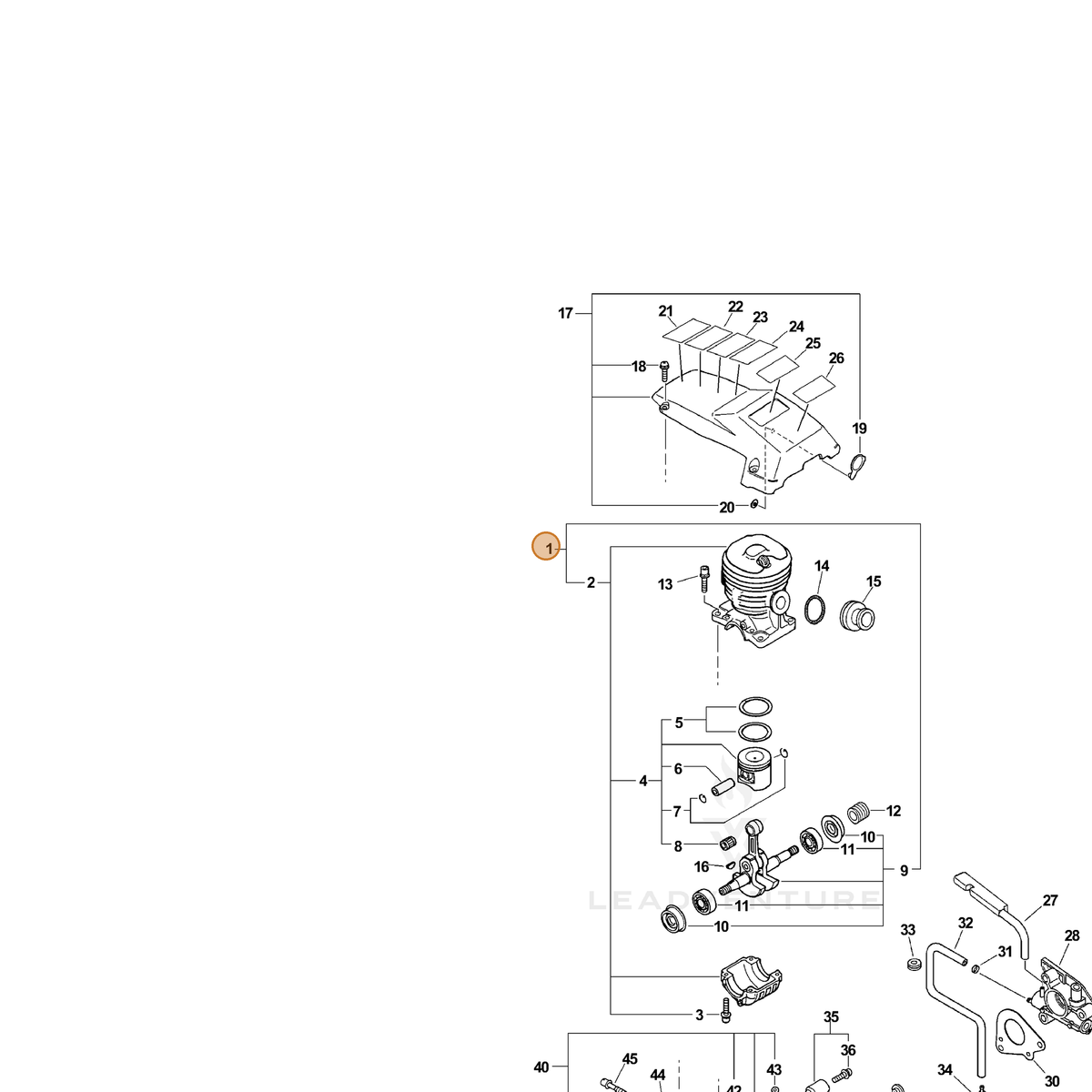 ECHO part SB1025 — IPL diagram snippet (6x zoom, amber highlight)