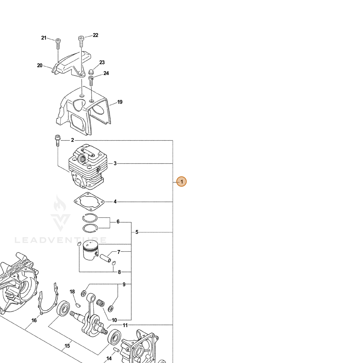 ECHO part SB1029 — IPL diagram snippet (6x zoom, amber highlight)