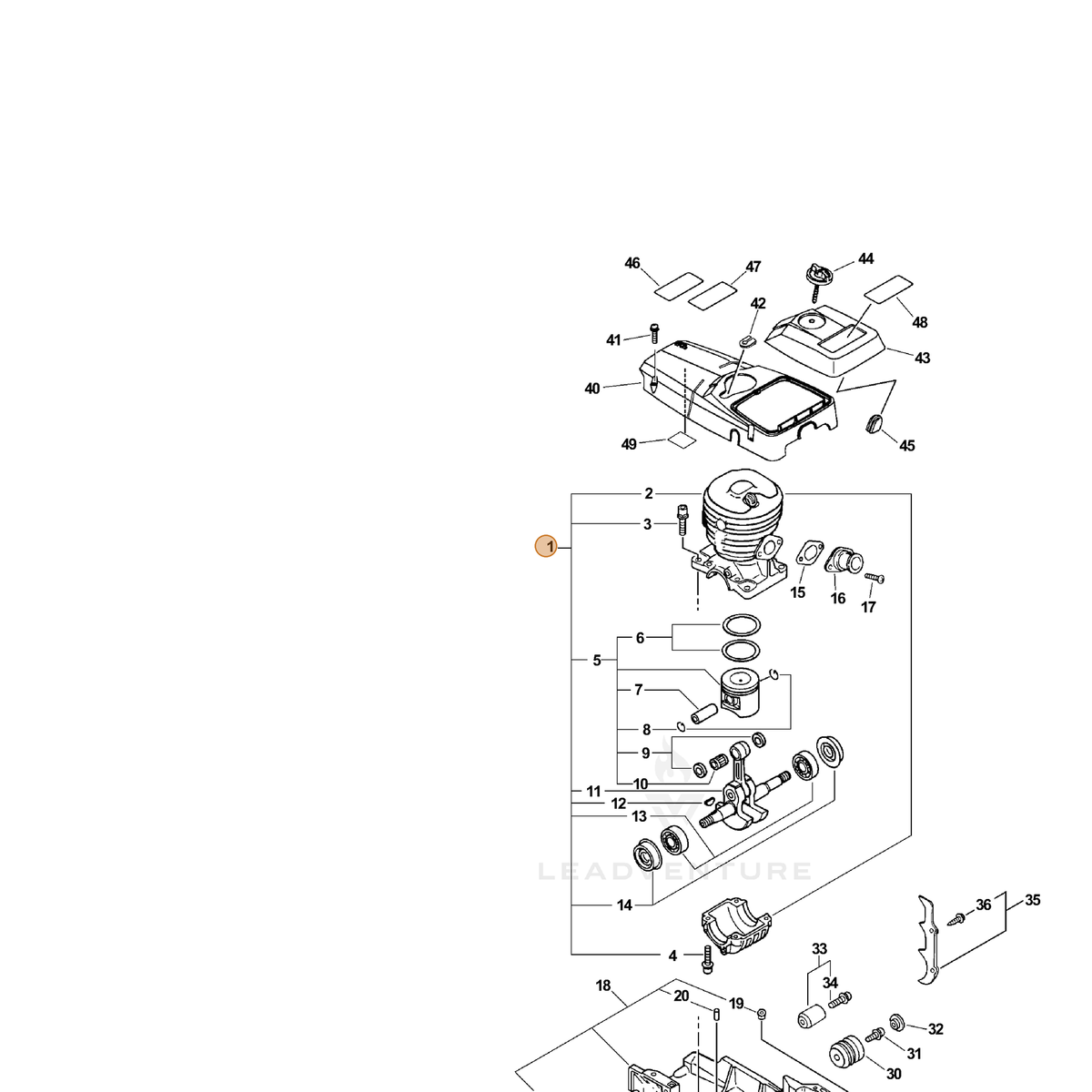 ECHO part SB1055 — IPL diagram snippet (6x zoom, amber highlight)