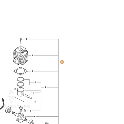 ECHO part SB1057 — IPL diagram snippet (6x zoom, amber highlight)