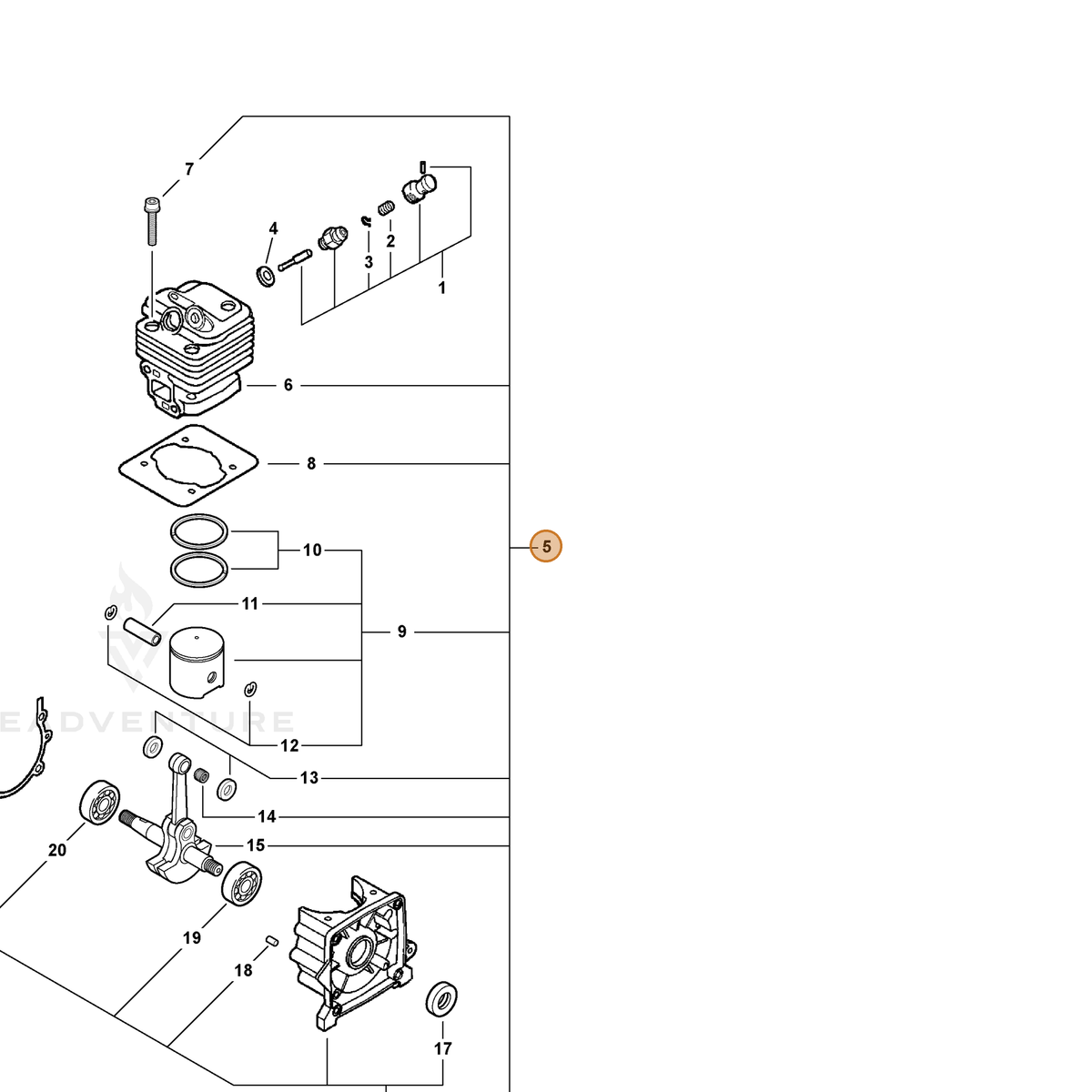 ECHO part SB1059 — IPL diagram snippet (6x zoom, amber highlight)