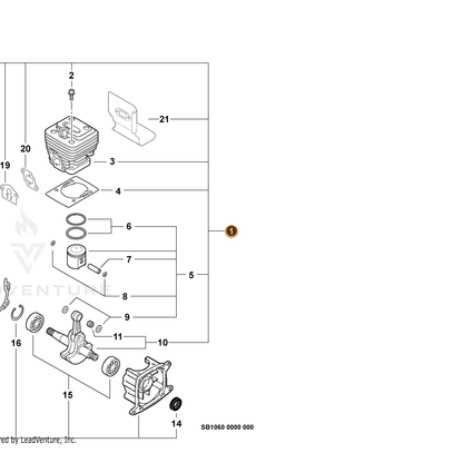 ECHO part SB1060 — IPL diagram snippet (6x zoom, amber highlight)