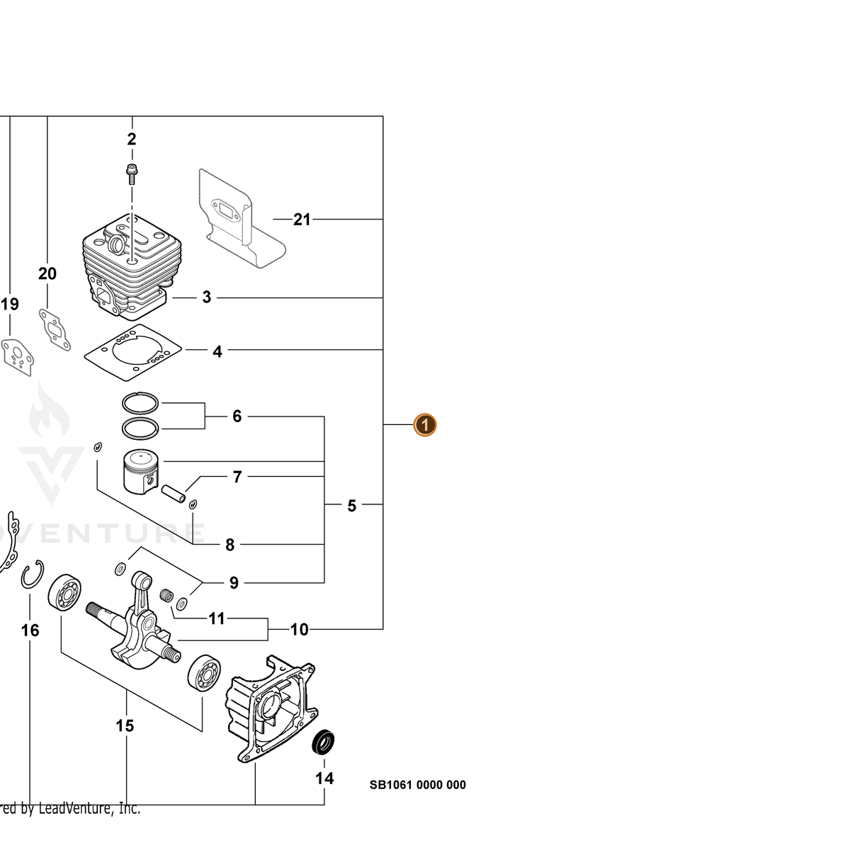 ECHO part SB1061 — IPL diagram snippet (6x zoom, amber highlight)