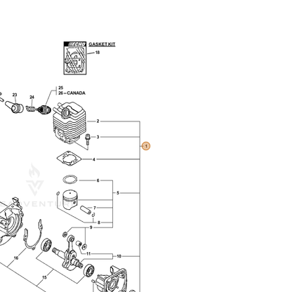 ECHO part SB1076 — IPL diagram snippet (6x zoom, amber highlight)