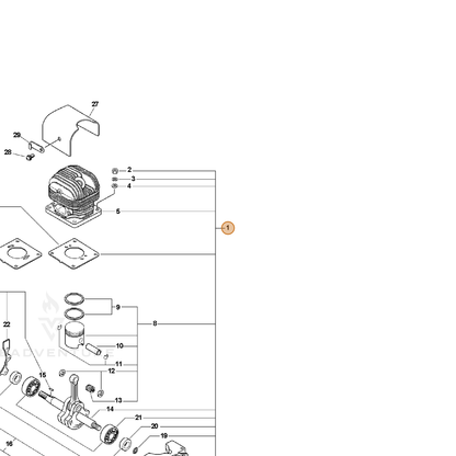 ECHO part SB1084 — IPL diagram snippet (6x zoom, amber highlight)