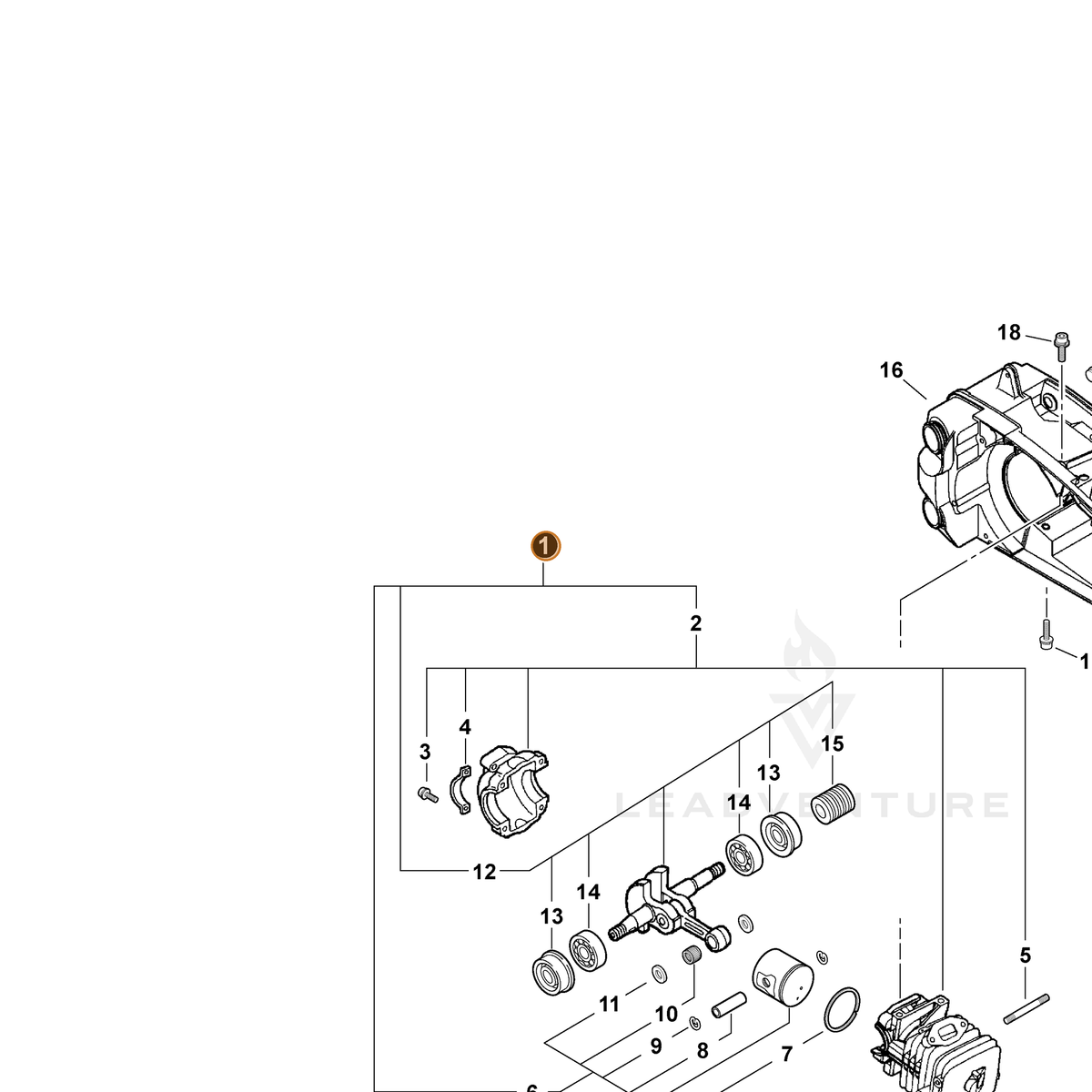 ECHO part SB1086 — IPL diagram snippet (6x zoom, amber highlight)