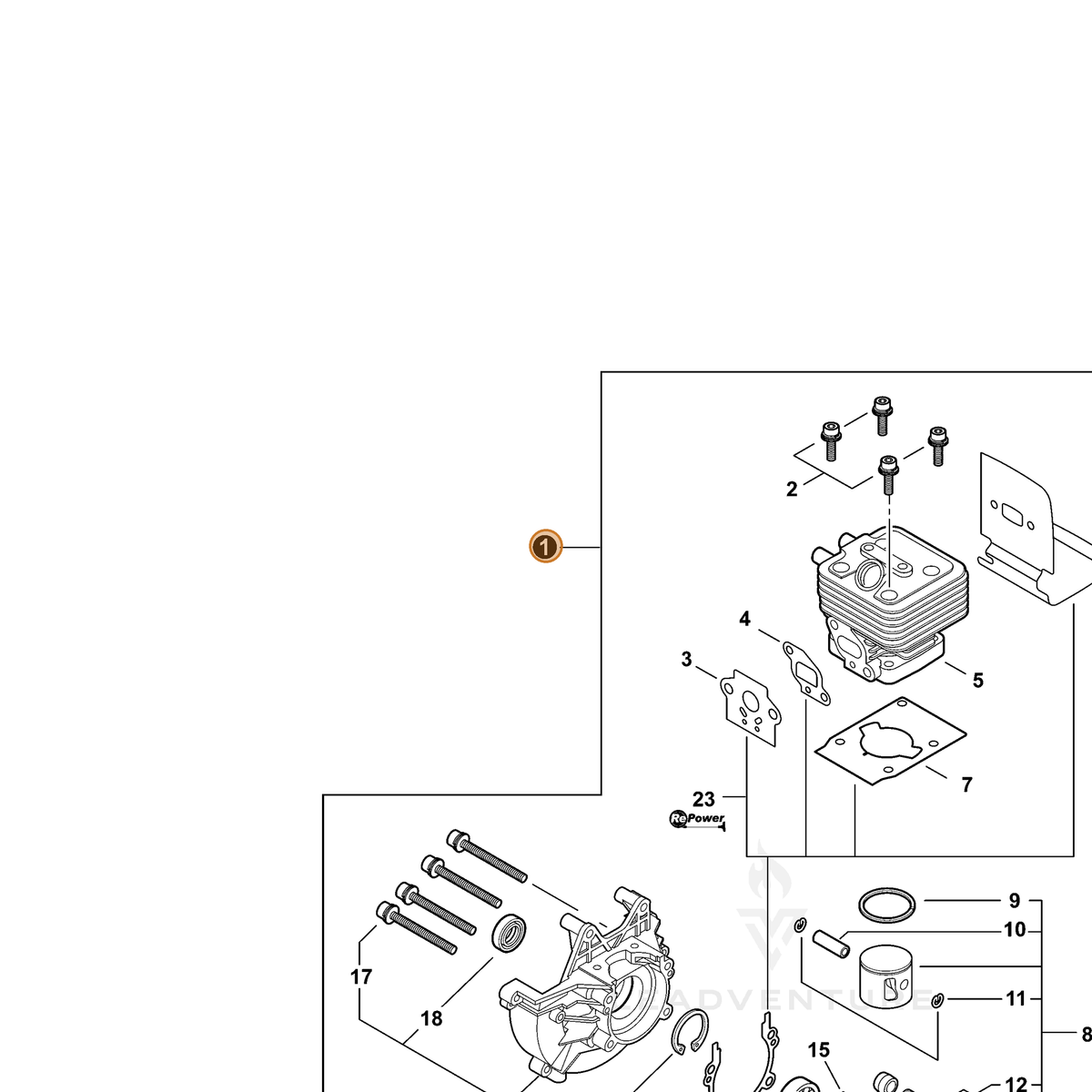 ECHO part SB1091 — IPL diagram snippet (6x zoom, amber highlight)