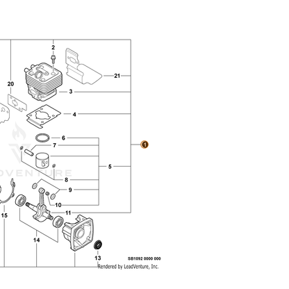 ECHO part SB1092 — IPL diagram snippet (6x zoom, amber highlight)