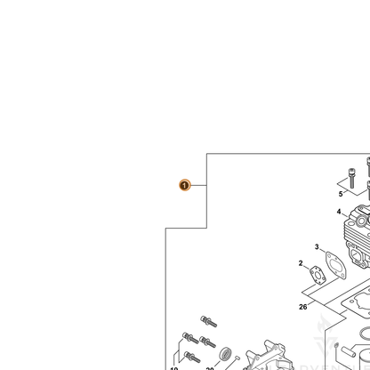ECHO part SB1097 — IPL diagram snippet (6x zoom, amber highlight)