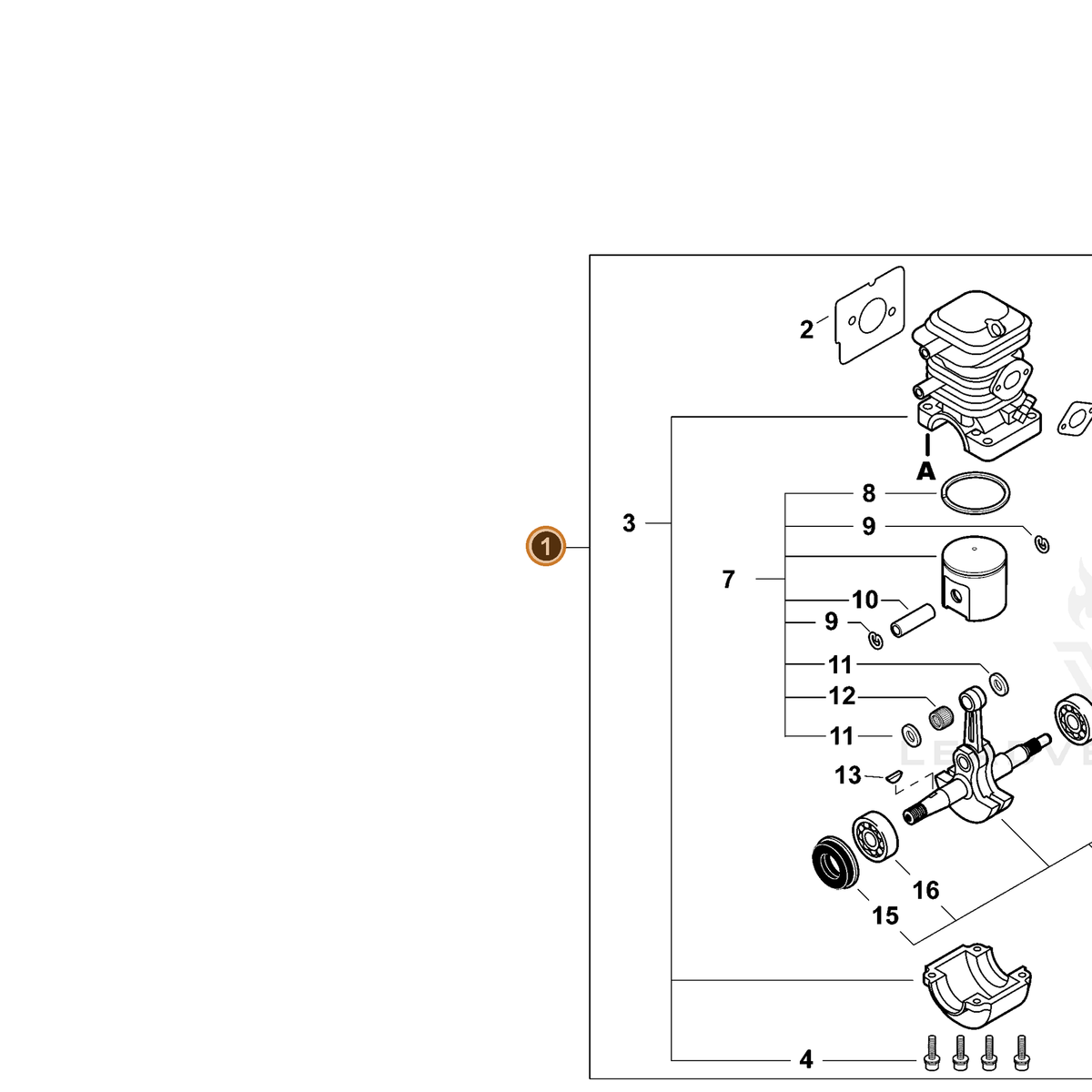 ECHO part SB1101 — IPL diagram snippet (6x zoom, amber highlight)