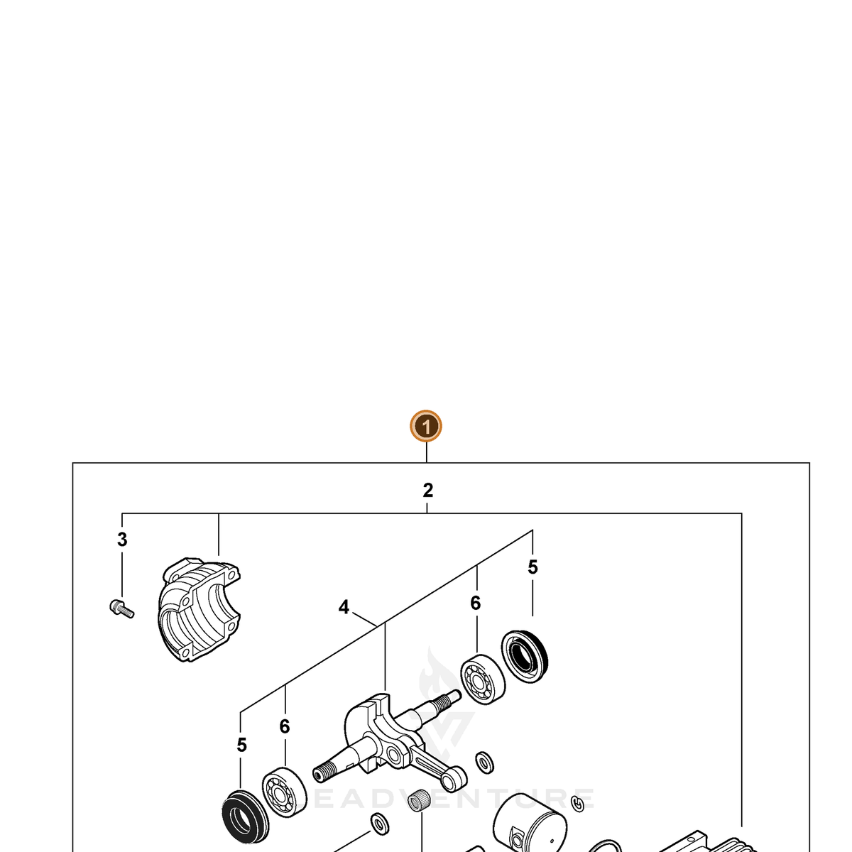 ECHO part SB1108 — IPL diagram snippet (6x zoom, amber highlight)