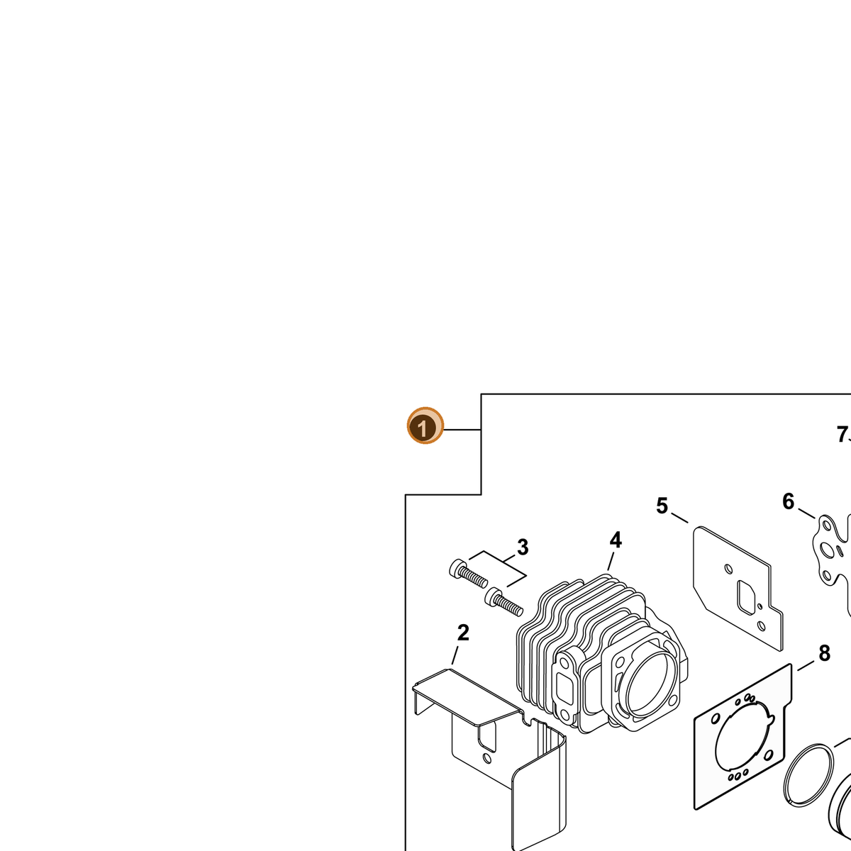 ECHO part SB1117 — IPL diagram snippet (6x zoom, amber highlight)