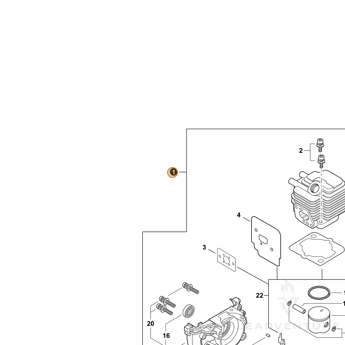 ECHO part SB1119 — IPL diagram snippet (6x zoom, amber highlight)