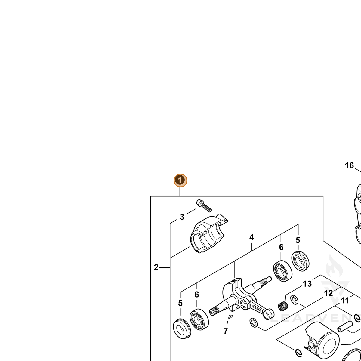 ECHO part SB1128 — IPL diagram snippet (6x zoom, amber highlight)