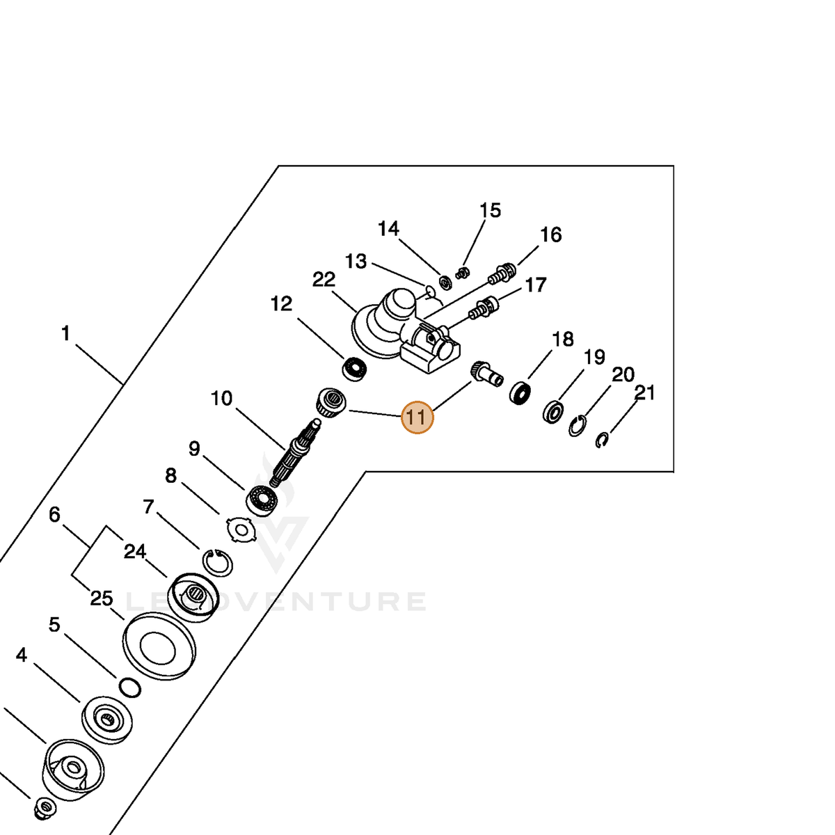 ECHO part V000000040 — IPL diagram snippet (6x zoom, amber highlight)