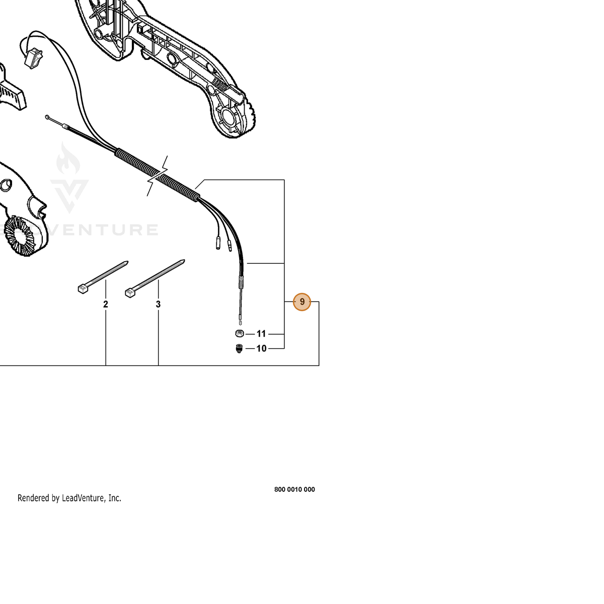 ECHO part V043000062 — IPL diagram snippet (6x zoom, amber highlight)