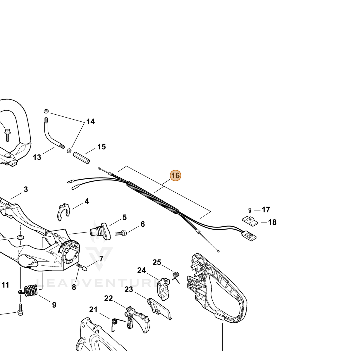 ECHO part V043000140 — IPL diagram snippet (6x zoom, amber highlight)