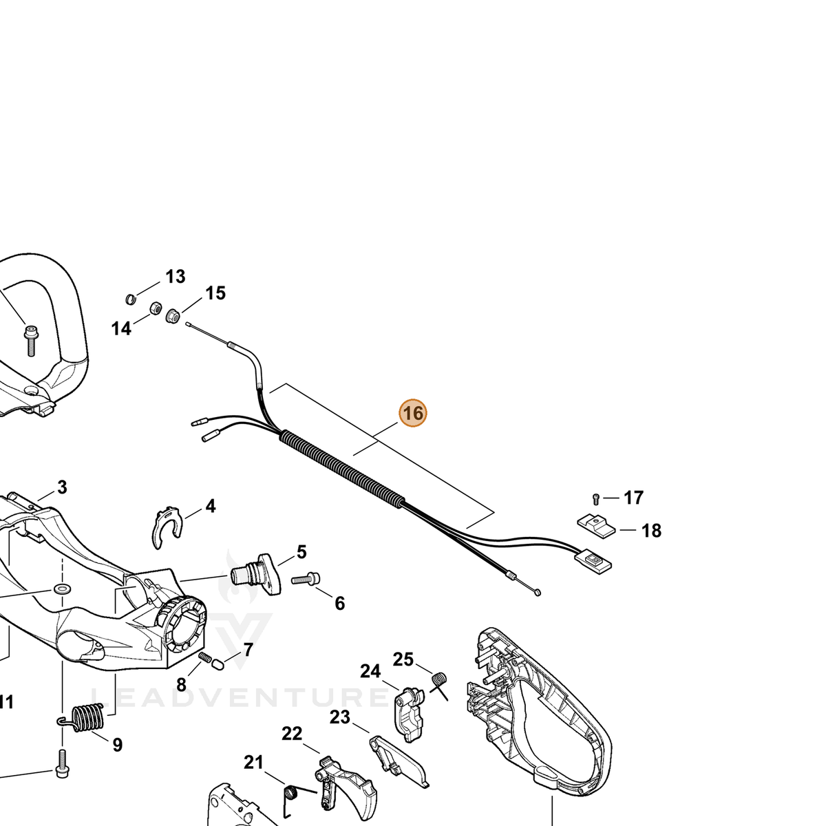 ECHO part V043000220 — IPL diagram snippet (6x zoom, amber highlight)