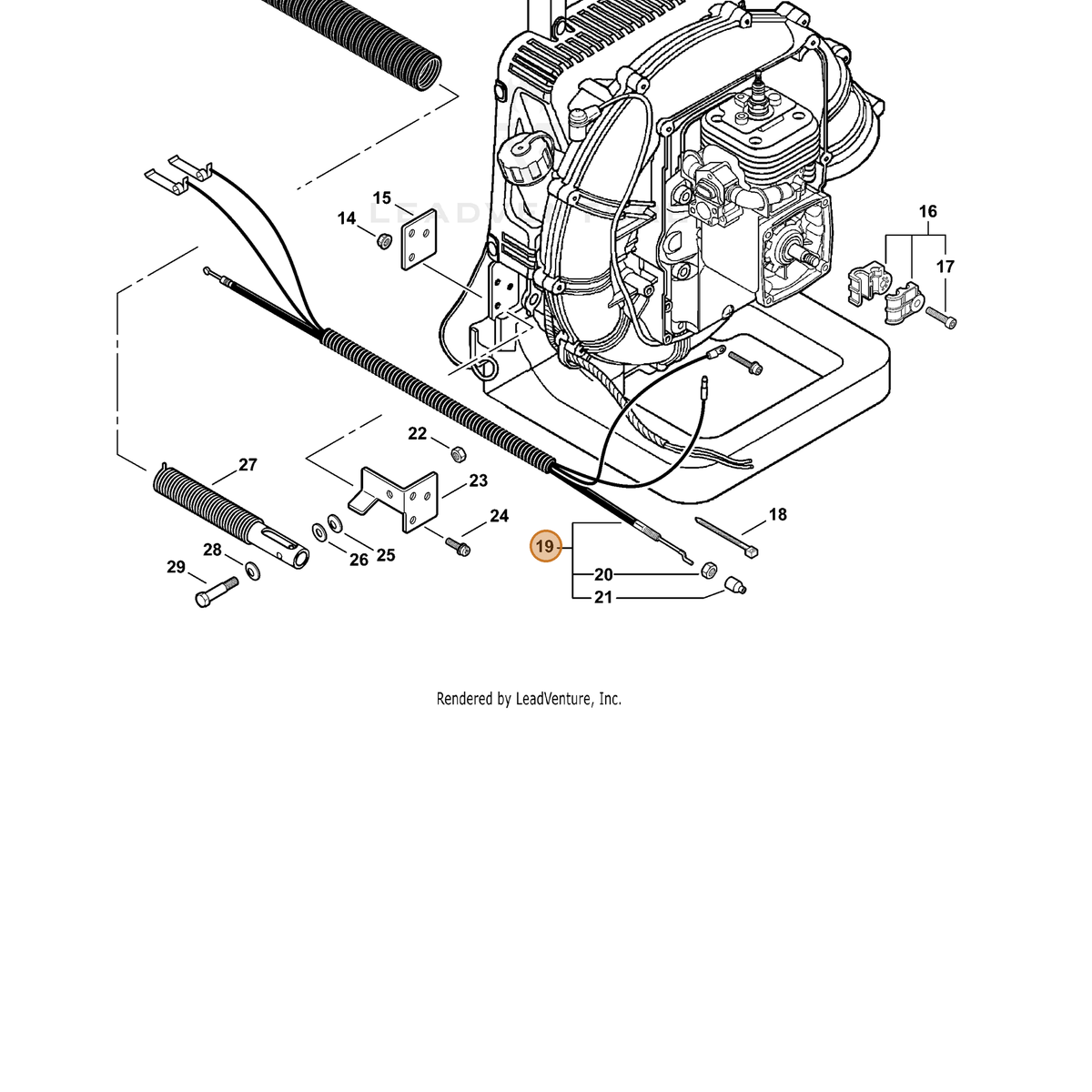 ECHO part V043000240 — IPL diagram snippet (6x zoom, amber highlight)