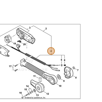 ECHO part V043001201 — IPL diagram snippet (6x zoom, amber highlight)