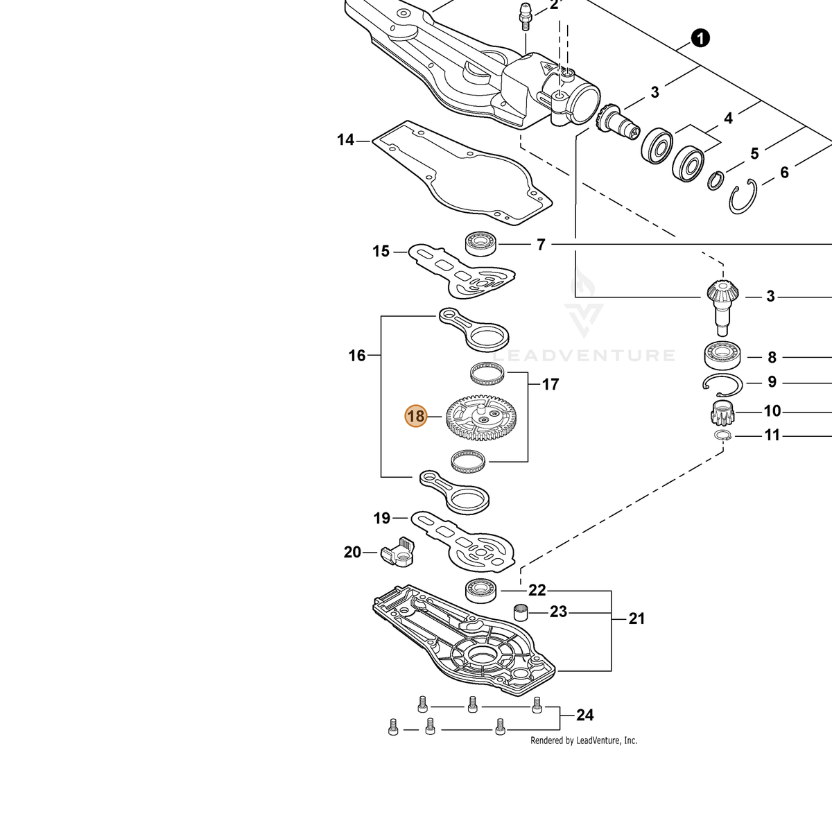 ECHO part V060000130 — IPL diagram snippet (6x zoom, amber highlight)