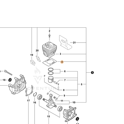 ECHO part V100000060 — IPL diagram snippet (6x zoom, amber highlight)