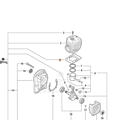 ECHO part V100000100 — IPL diagram snippet (6x zoom, amber highlight)