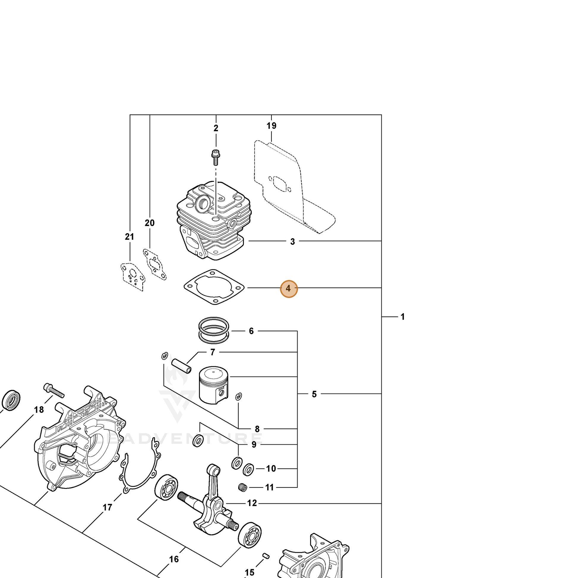 ECHO part V100000141 — IPL diagram snippet (6x zoom, amber highlight)