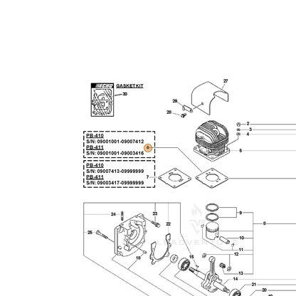 ECHO part V100000151 — IPL diagram snippet (6x zoom, amber highlight)