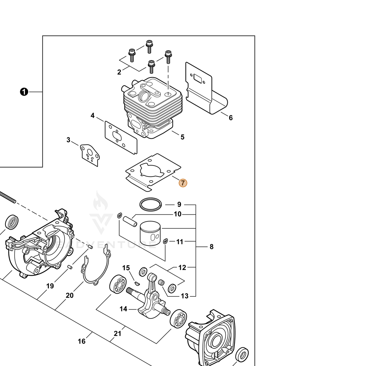 ECHO part V100000210 — IPL diagram snippet (6x zoom, amber highlight)