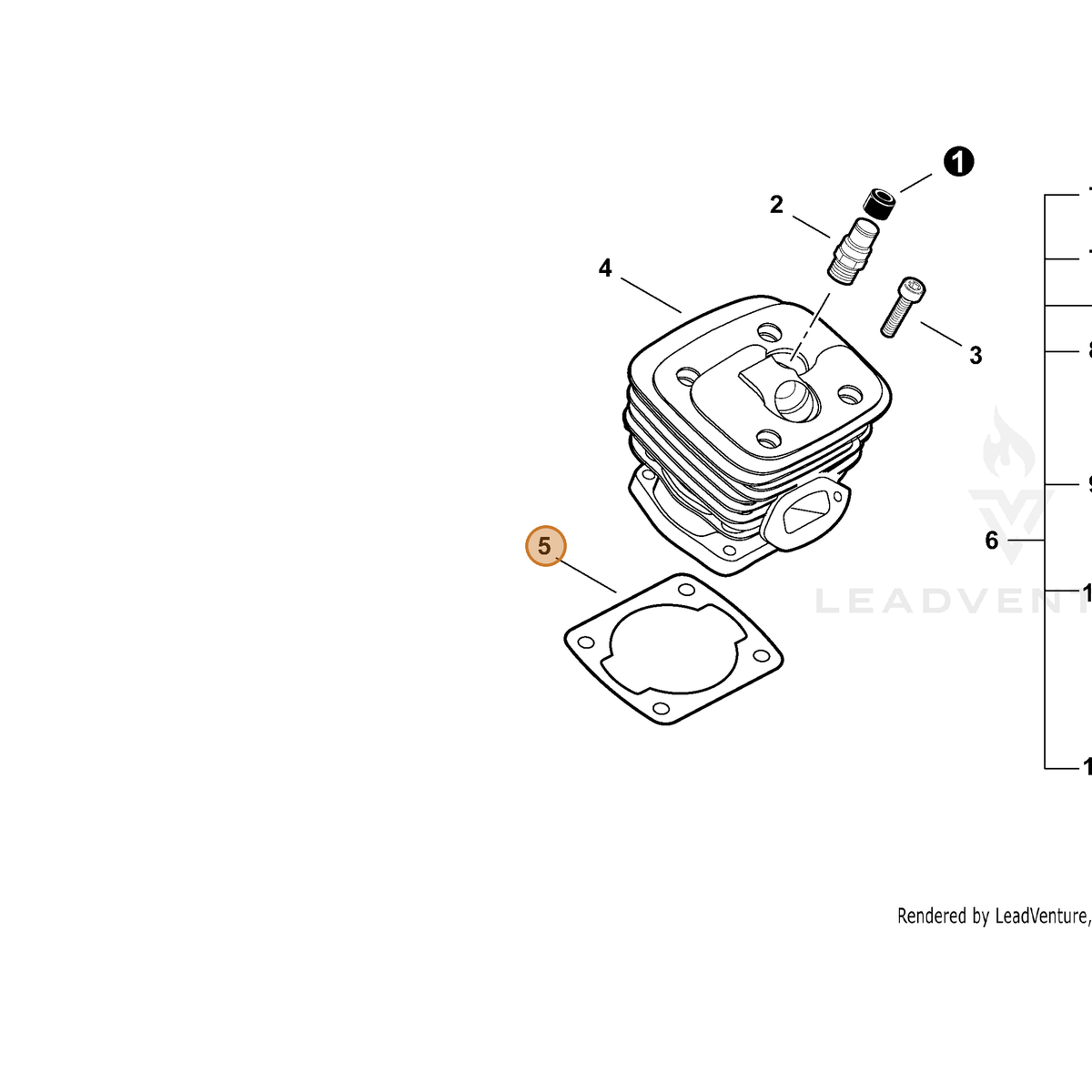 ECHO part V100000270 — IPL diagram snippet (6x zoom, amber highlight)