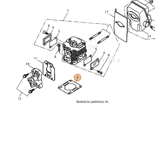 Echo part V100000380 — IPL diagram snippet (6x zoom, amber highlight)
