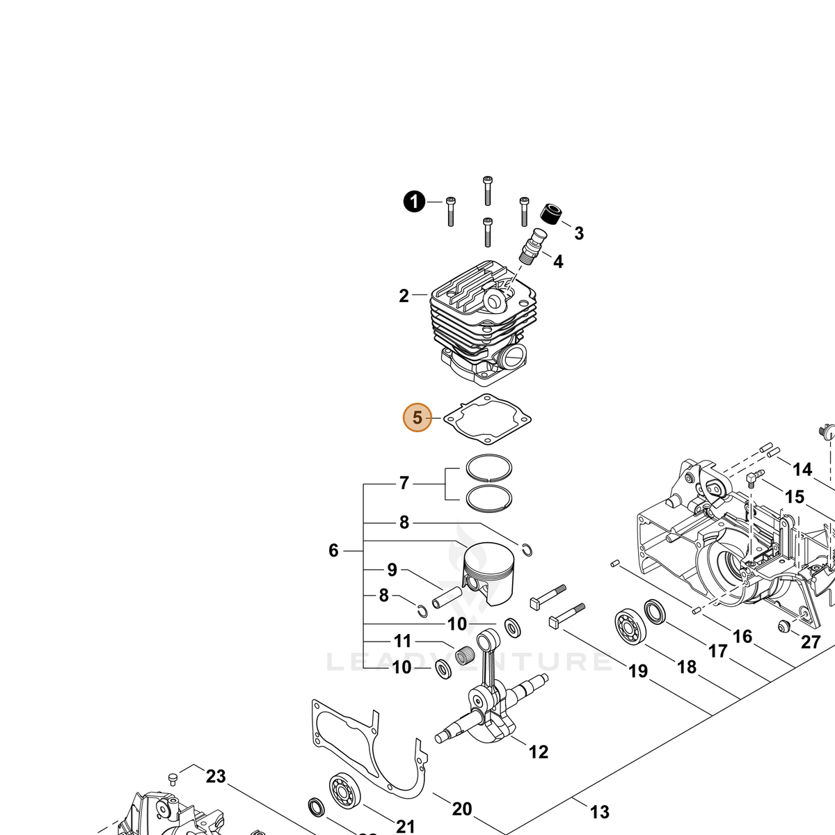 ECHO part V100000620 — IPL diagram snippet (6x zoom, amber highlight)