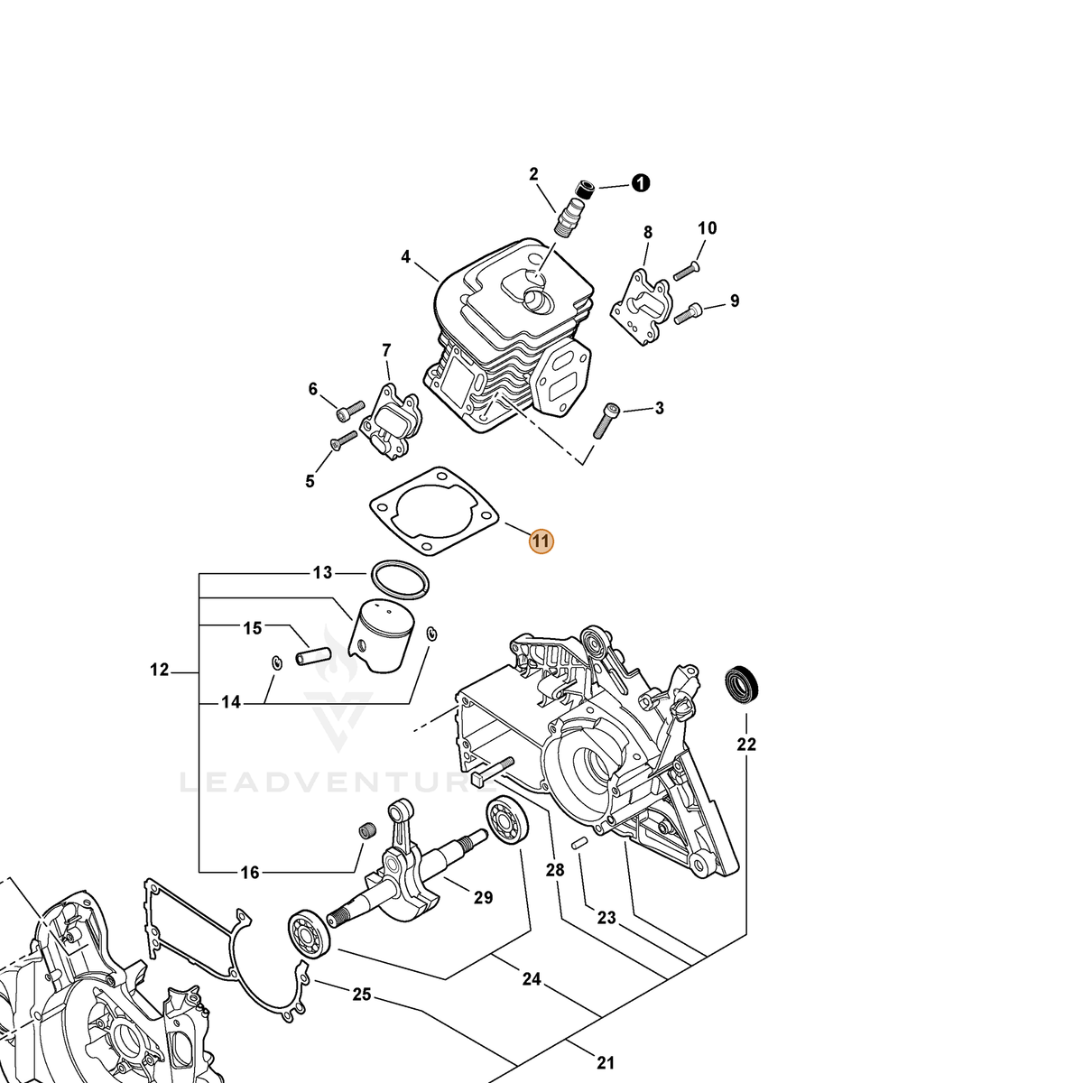 ECHO part V100000630 — IPL diagram snippet (6x zoom, amber highlight)