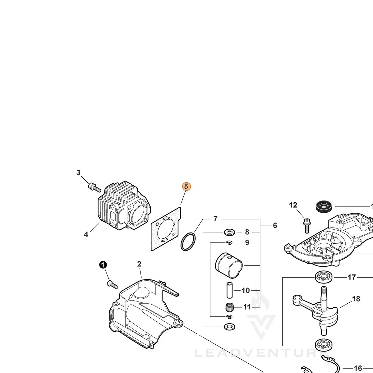 ECHO part V100000720 — IPL diagram snippet (6x zoom, amber highlight)