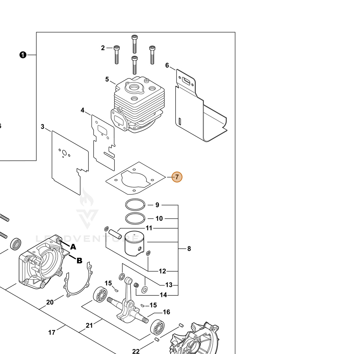 ECHO part V100000770 — IPL diagram snippet (6x zoom, amber highlight)