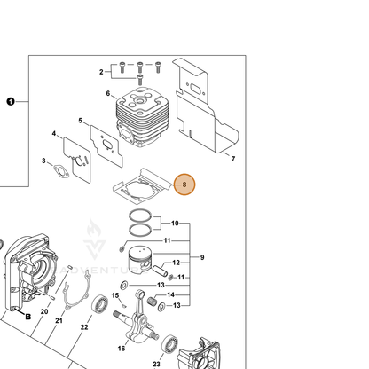 ECHO part V100000811 — IPL diagram snippet (6x zoom, amber highlight)