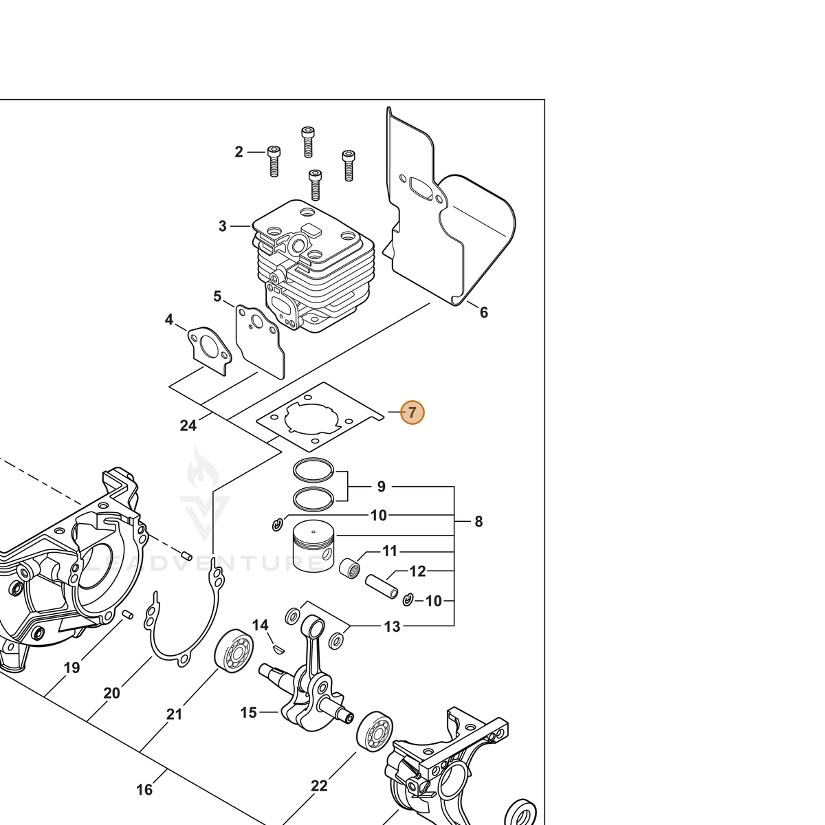 ECHO part V100000840 — IPL diagram snippet (6x zoom, amber highlight)