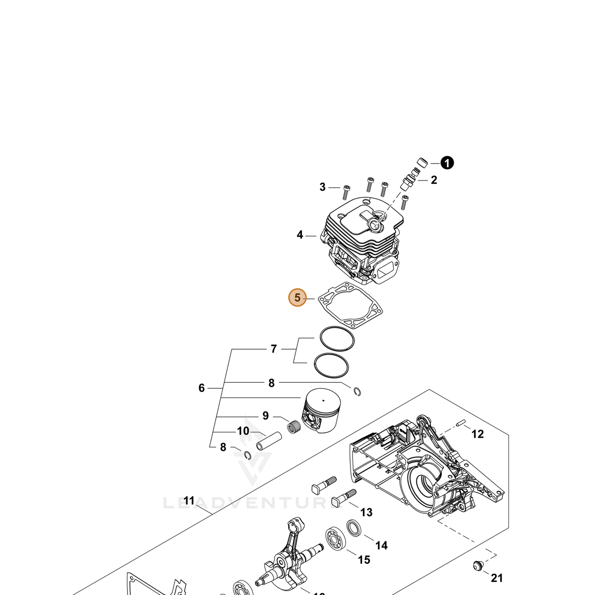 ECHO part V100000900 — IPL diagram snippet (6x zoom, amber highlight)