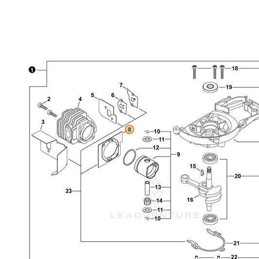 Echo part V100000930 — IPL diagram snippet (6x zoom, amber highlight)