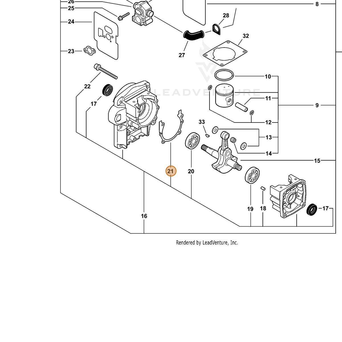 ECHO part V102000050 — IPL diagram snippet (6x zoom, amber highlight)