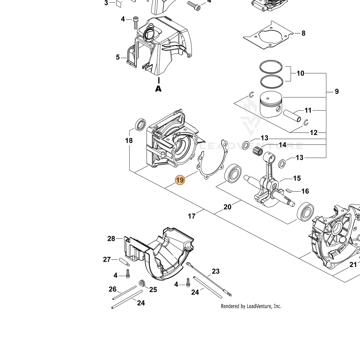 ECHO part V102000260 — IPL diagram snippet (6x zoom, amber highlight)