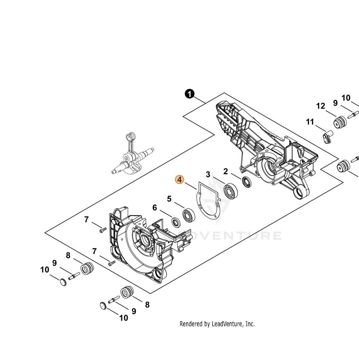 ECHO part V102000280 — IPL diagram snippet (6x zoom, amber highlight)