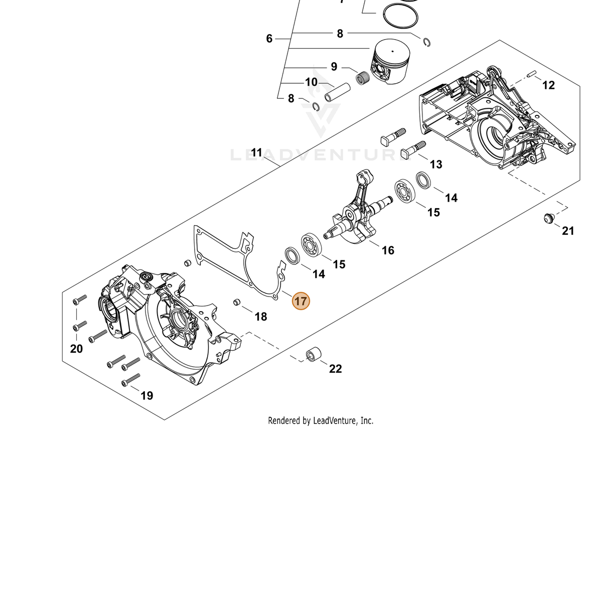 ECHO part V102000350 — IPL diagram snippet (6x zoom, amber highlight)