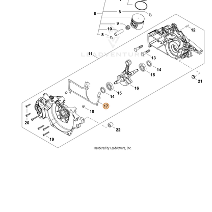 ECHO part V102000350 — IPL diagram snippet (6x zoom, amber highlight)