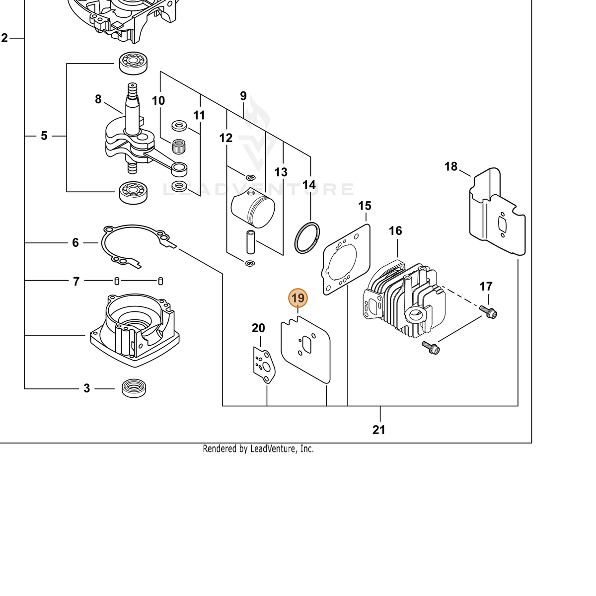 ECHO part V103000180 — IPL diagram snippet (6x zoom, amber highlight)
