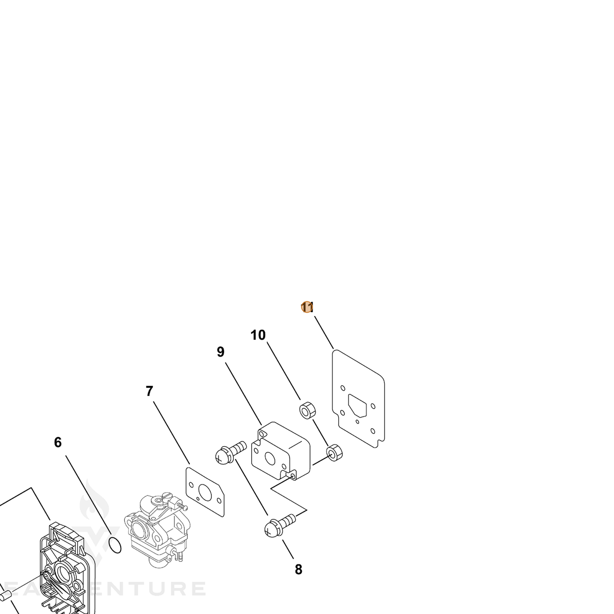 ECHO part V103000240 — IPL diagram snippet (6x zoom, amber highlight)