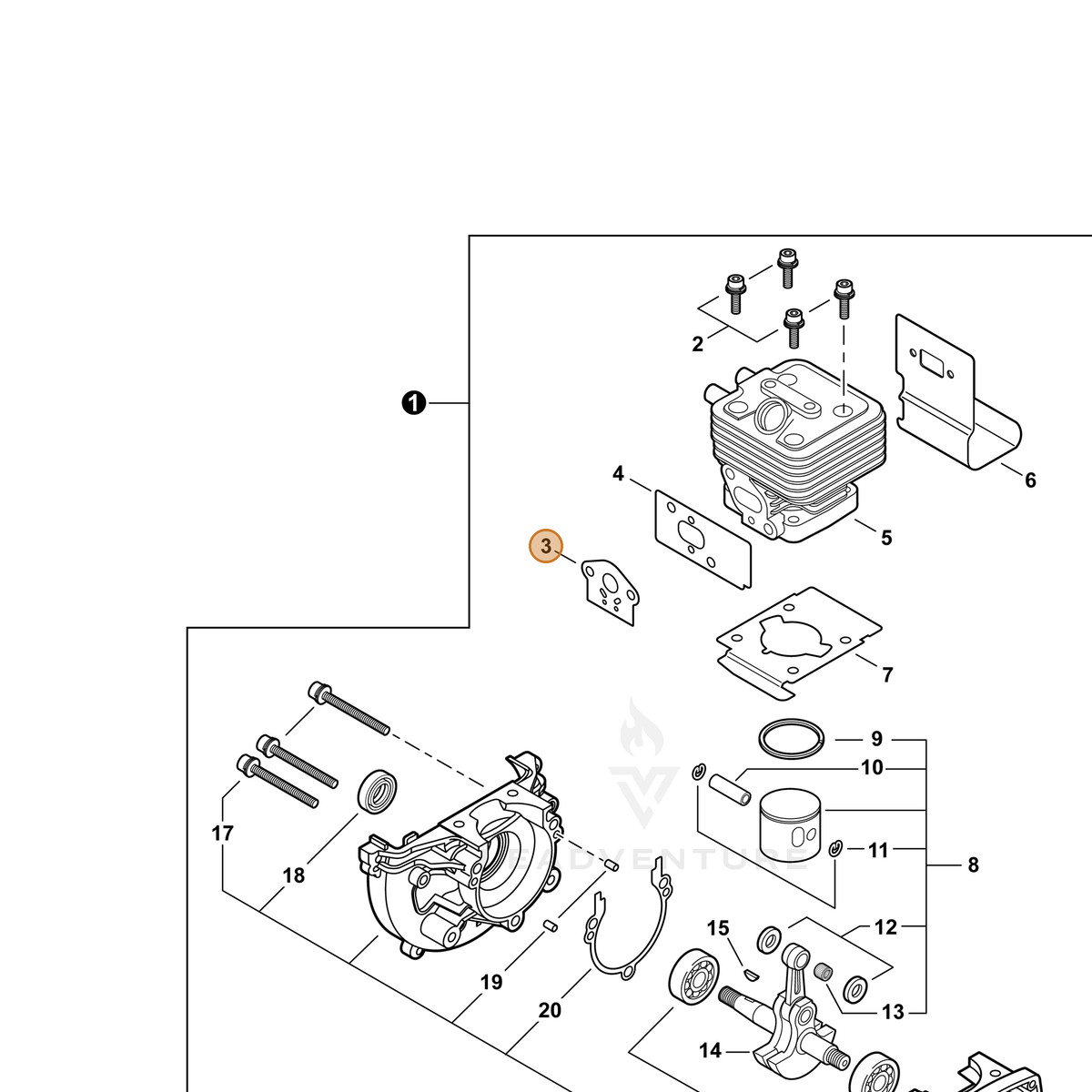 ECHO part V103000270 — IPL diagram snippet (6x zoom, amber highlight)