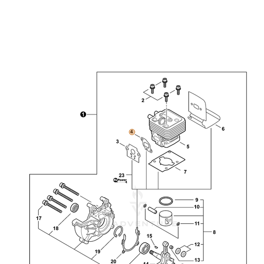 ECHO part V103000380 — IPL diagram snippet (6x zoom, amber highlight)